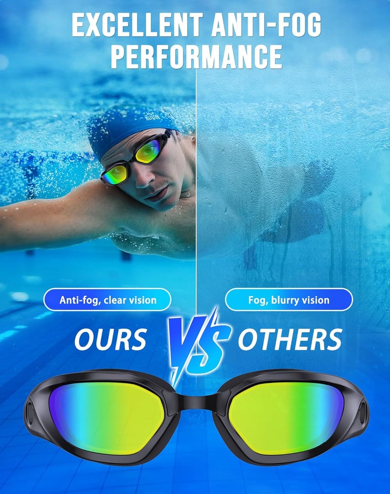 Vegemono Swim Goggles, Unisex Adult Swimming Goggles Anti Fog Anti UV No Leakage Wide View for Men Women Youth - Image 3